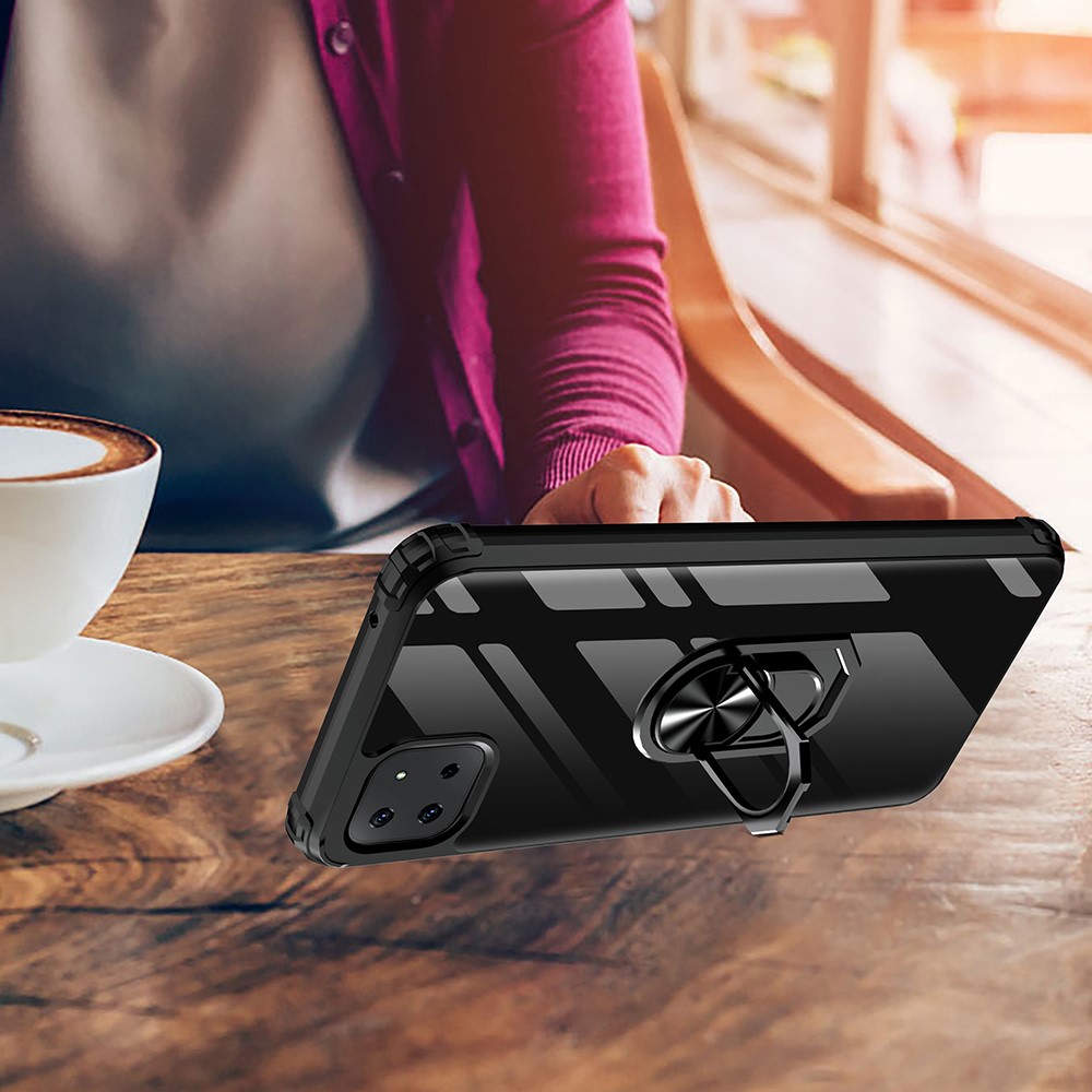  Samsung Galaxy A22 5G - Shockproof Hybrid Ring Skal - Röd