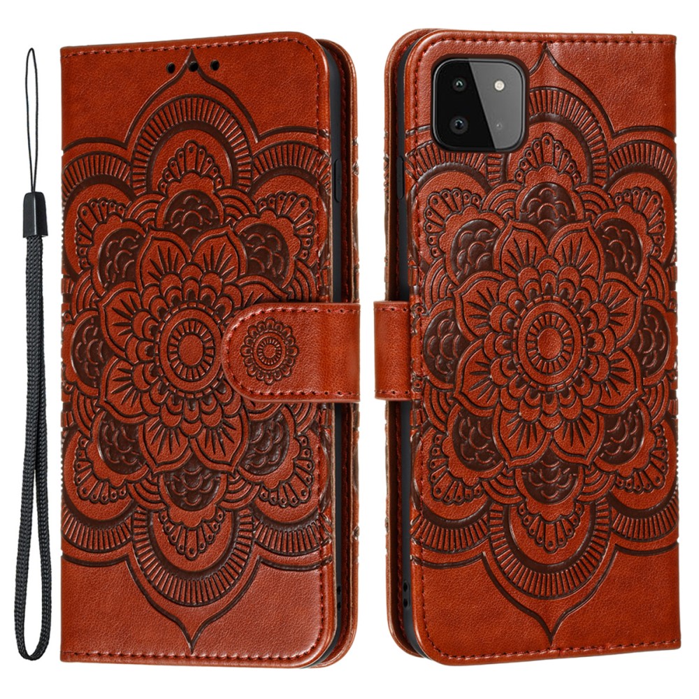  Samsung Galaxy A22 5G - Mandala Plånboksfodral - Brun