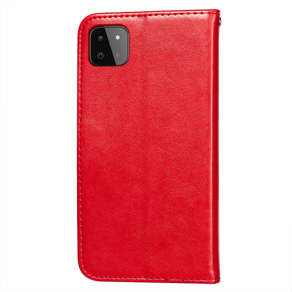  Samsung Galaxy A22 5G - Solid Läder Fodral - Röd
