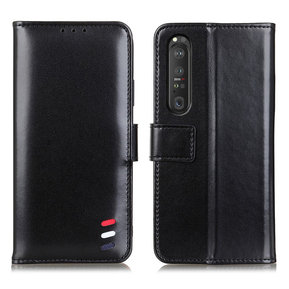  Sony Xperia 1 III - Tri-Color Läder Fodral - Svart