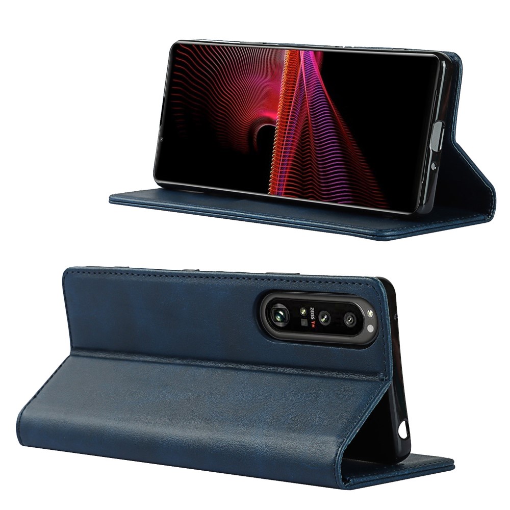  Sony Xperia 1 III - Flip Fodral Med Magnetisk Stängning - Mörk Blå