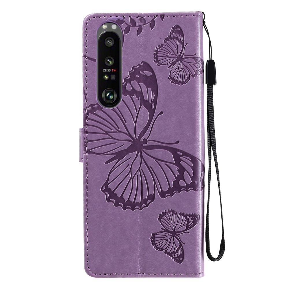  Sony Xperia 1 III - Butterfly Läder Fodral - Lila