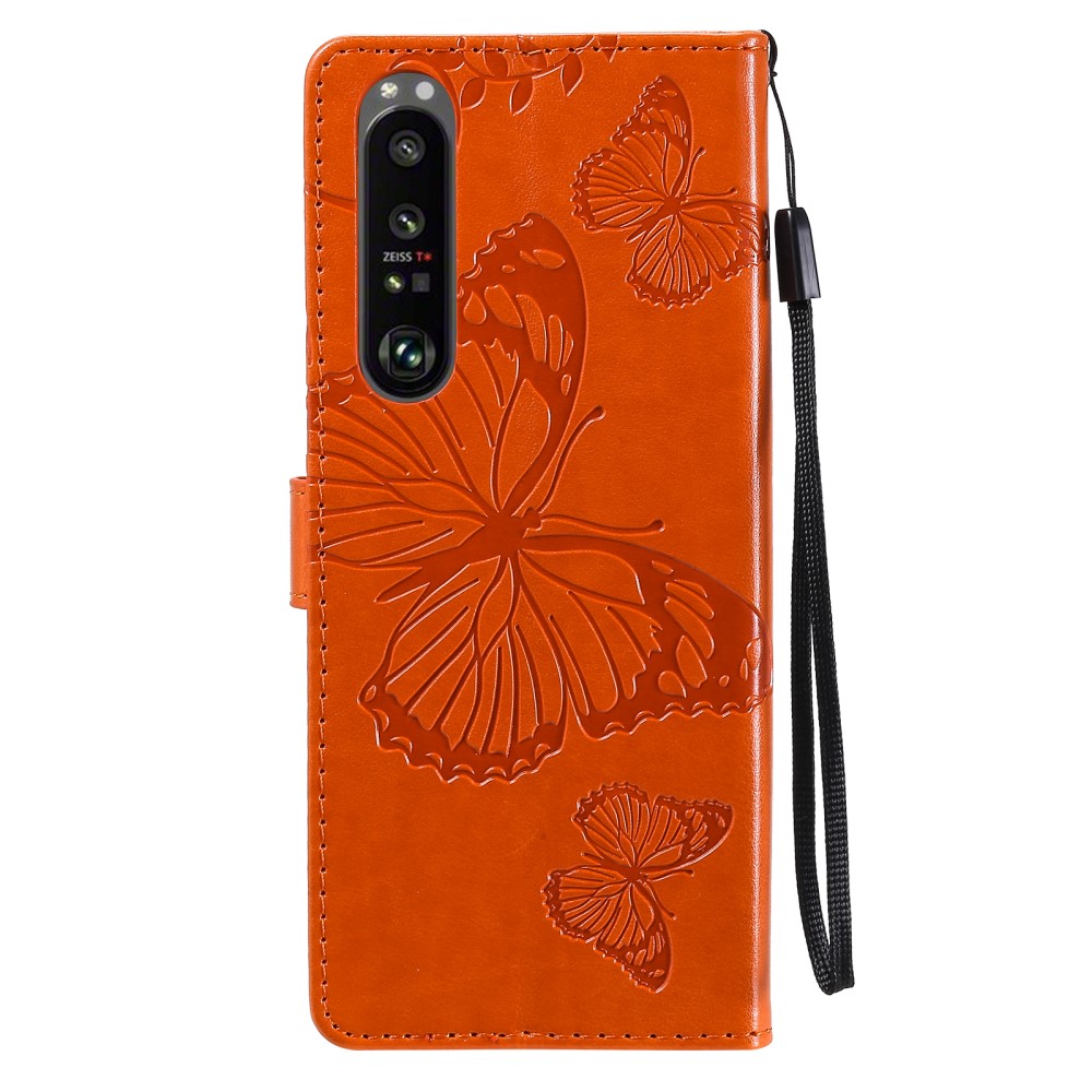  Sony Xperia 1 III - Butterfly Läder Fodral - Orange