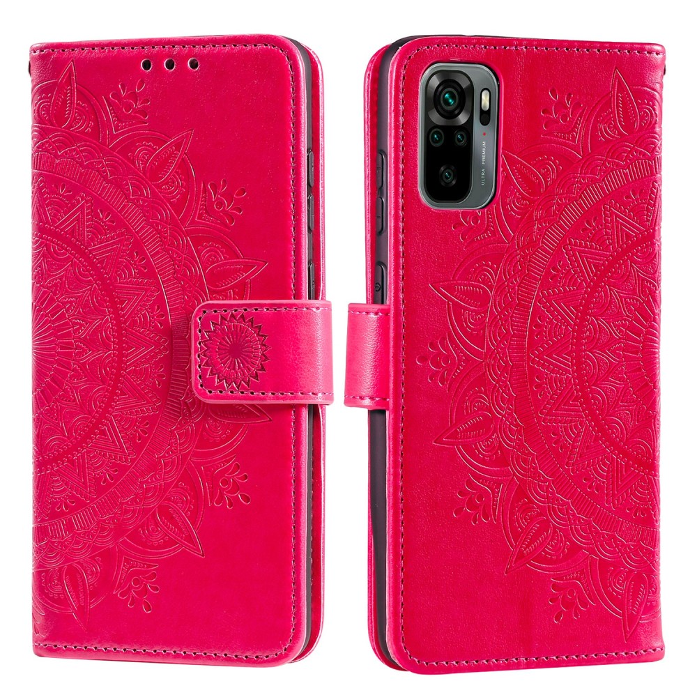  Xiaomi Redmi Note 10S - Mandala Läder Fodral - Röd