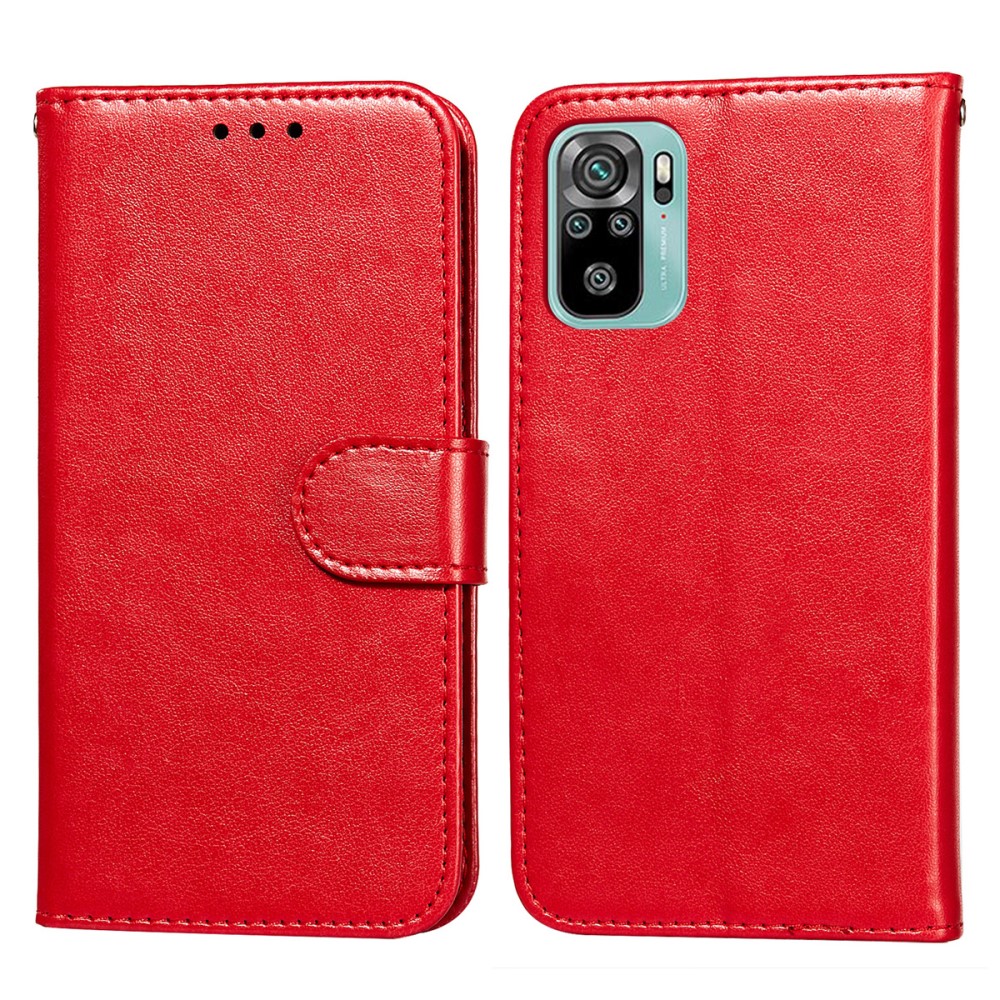  Xiaomi Redmi Note 10S - Solid Läder Fodral - Röd