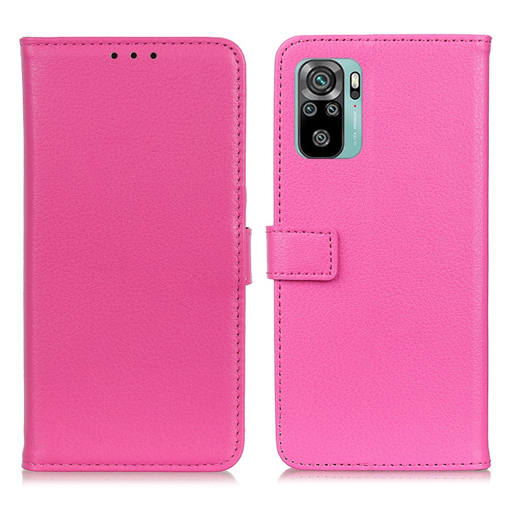  Xiaomi Redmi Note 10S - Litchi Läder Fodral - Rosa