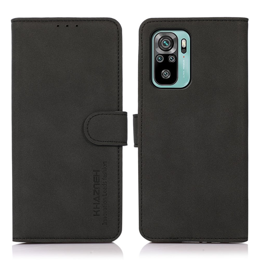KHAZNEH Xiaomi Redmi Note 10S - KHAZNEH Retro Läder Fodral - Svart