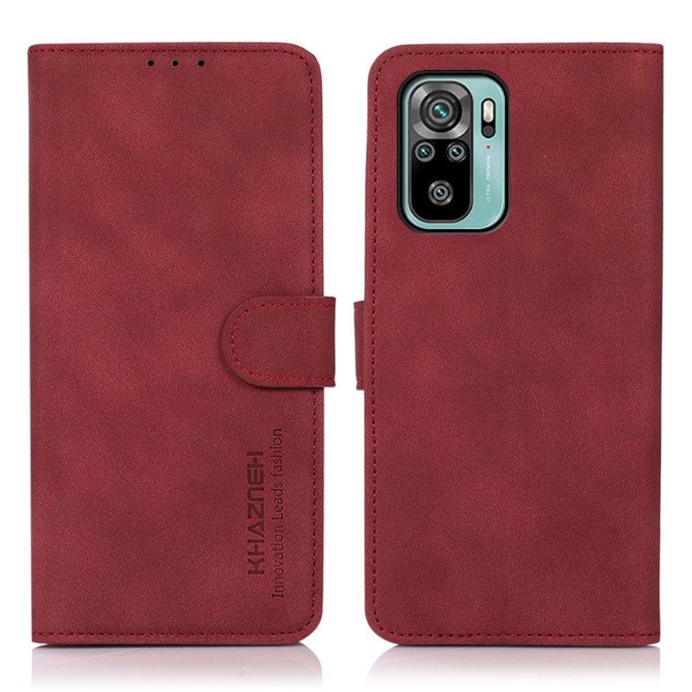 KHAZNEH Xiaomi Redmi Note 10S - KHAZNEH Retro Läder Fodral - Röd
