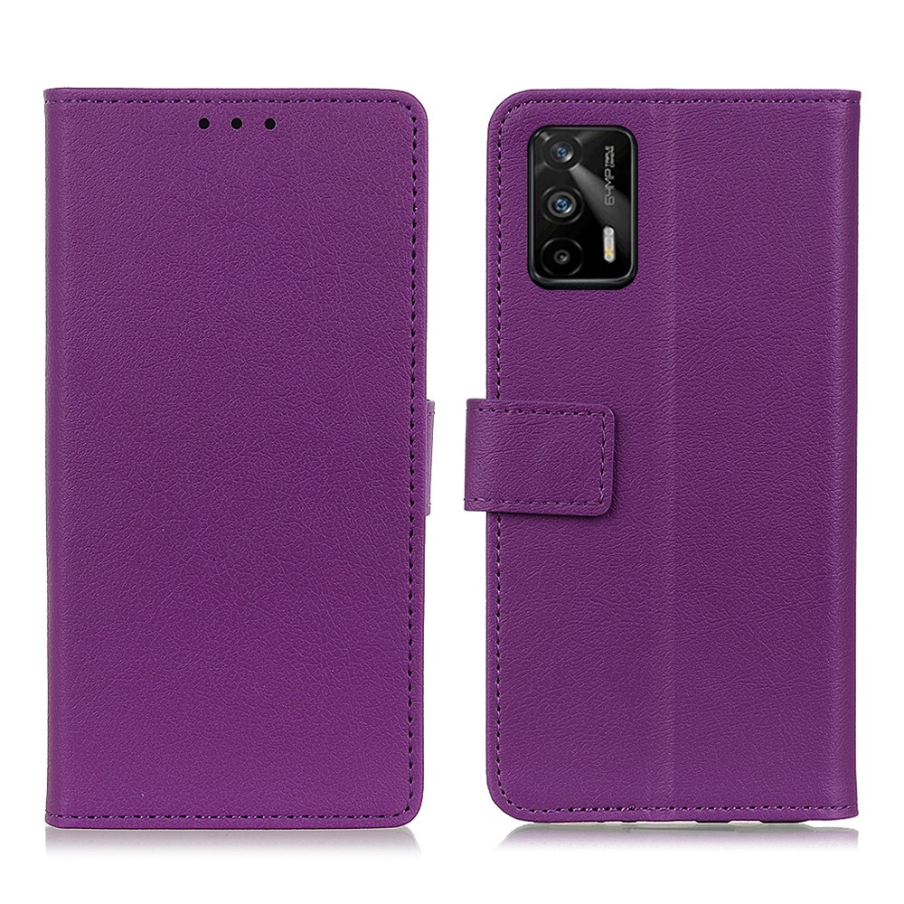  Realme GT 5G - Solid Läder Fodral - Lila