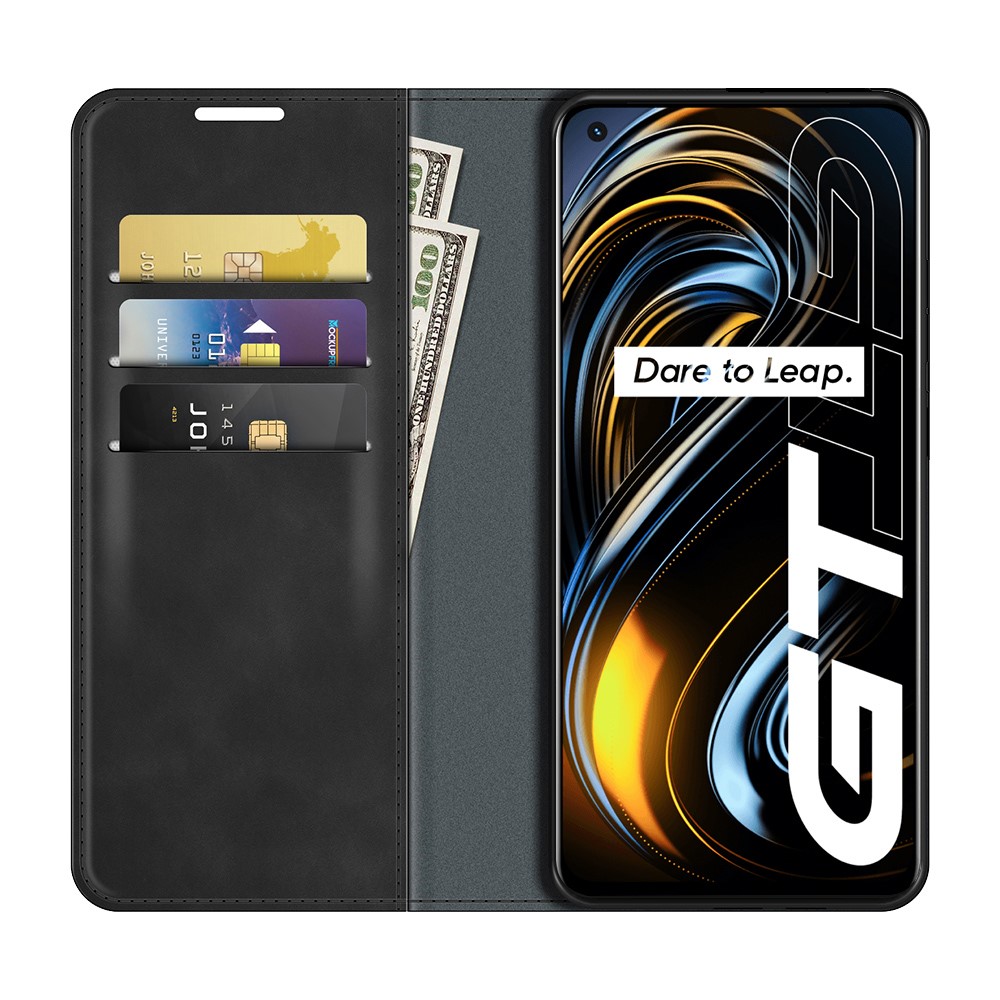  Realme GT 5G - Läder Flip Fodral - Svart