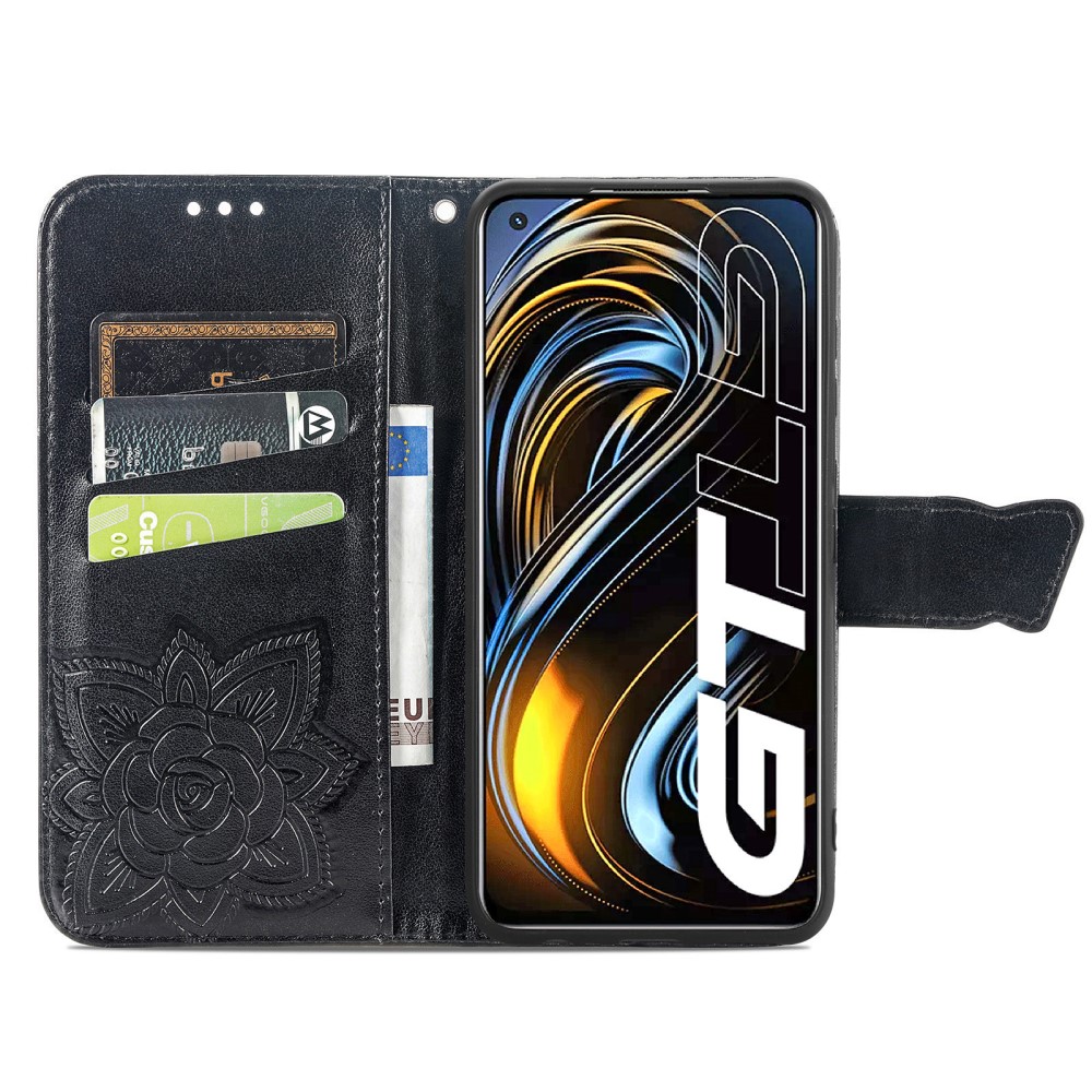  Realme GT 5G - Butterfly Läder Fodral - Svart