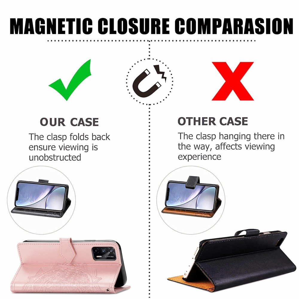  Realme GT 5G - Mandala Läder Fodral - Roséguld