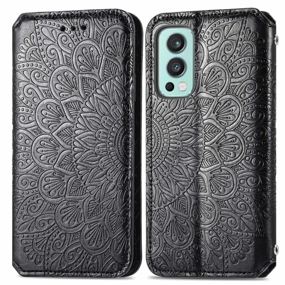  OnePlus Nord 2 5G - Mandala Tryckt Läder Fodral - Svart