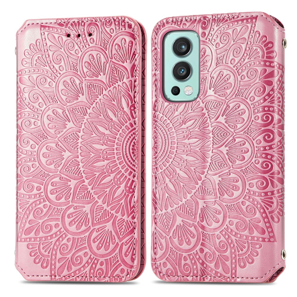  OnePlus Nord 2 5G - Mandala Tryckt Läder Fodral - Rosa
