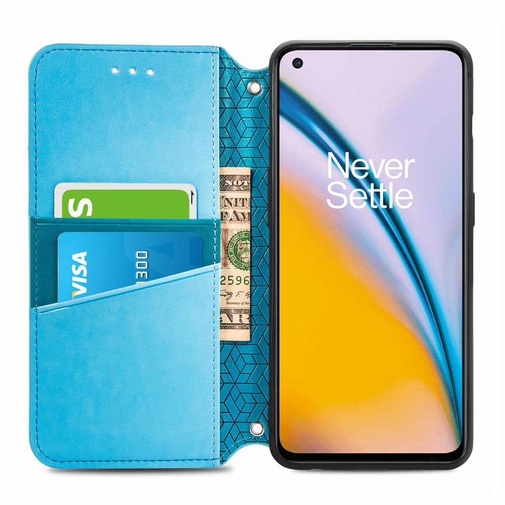  OnePlus Nord 2 5G - Mandala Tryckt Läder Fodral - Blå