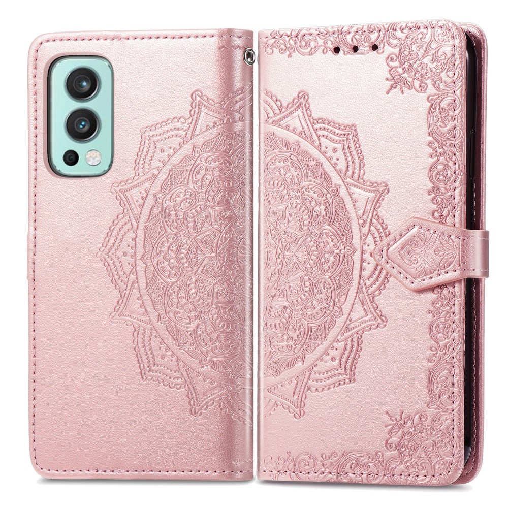  OnePlus Nord 2 5G - Mandala Läder Fodral - Roséguld