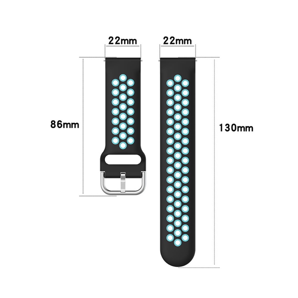  Ihåligt Silikon Armband För Smartwatch (22 mm) - Mörk Grå/Svart