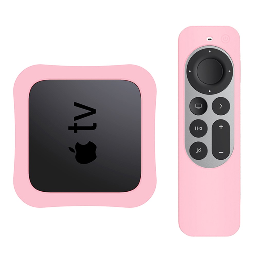 Apple TV 4K 2021 Silikonskal För Kontroll  Box - Ljus Rosa