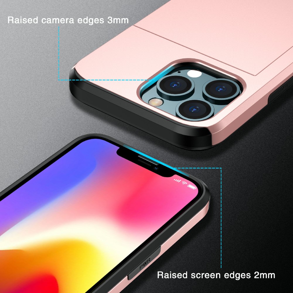  iPhone 13 - Hybrid Skal Med Kortfack - Roséguld