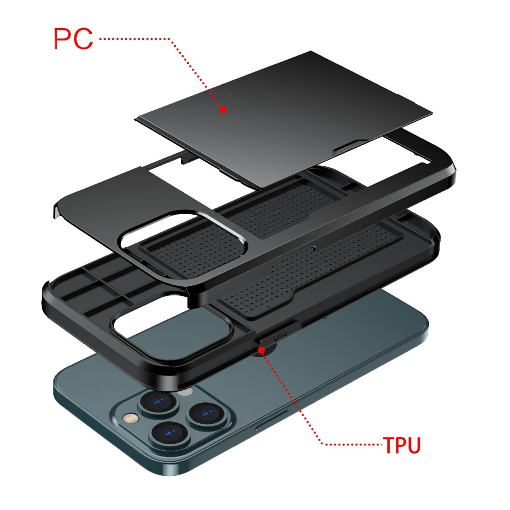  iPhone 13 - Hybrid Skal Med Kortfack - Blå