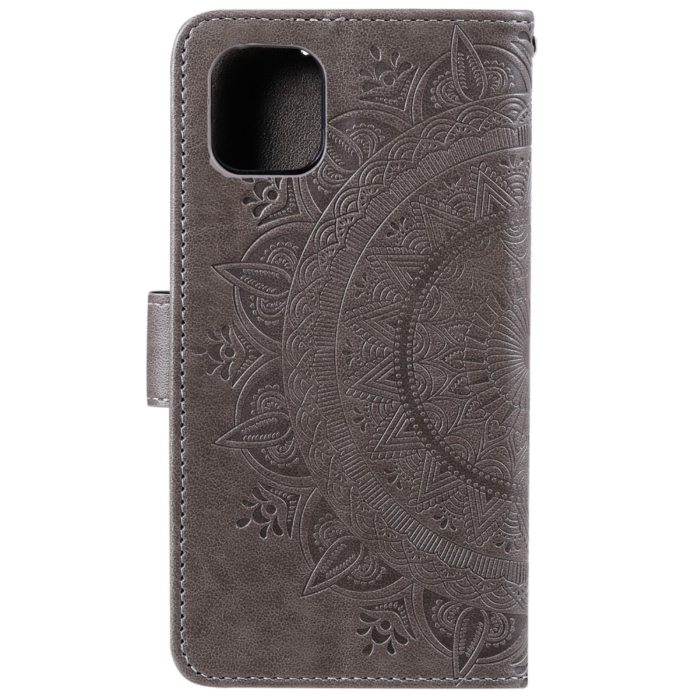  iPhone 13 - Tryckt Mandala Läder Fodral - Grå