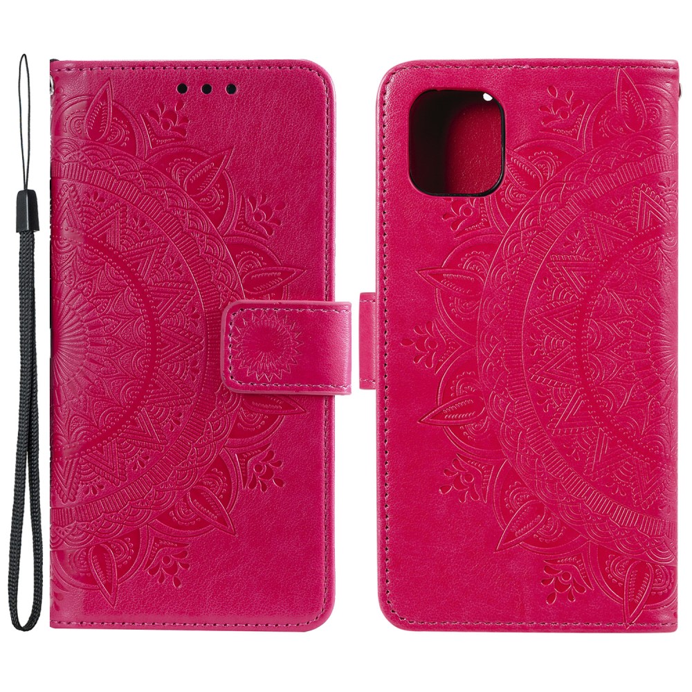  iPhone 13 - Tryckt Mandala Läder Fodral - Rosa
