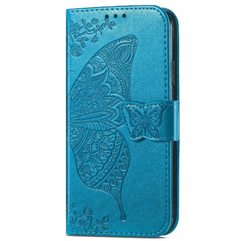  iPhone 13 - Butterfly Print Läder Fodral - Blå
