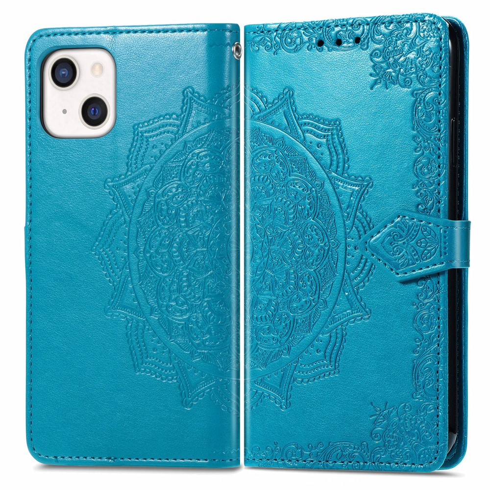  iPhone 13 - Mandala Läder Fodral - Blå