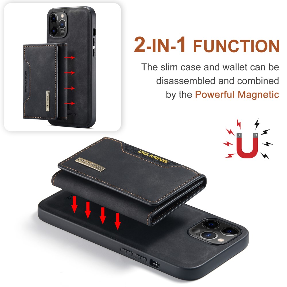 DG.MING iPhone 13 - DG.MING 2in1 Skal Magnetisk Avtagbart Kortfack - Svart