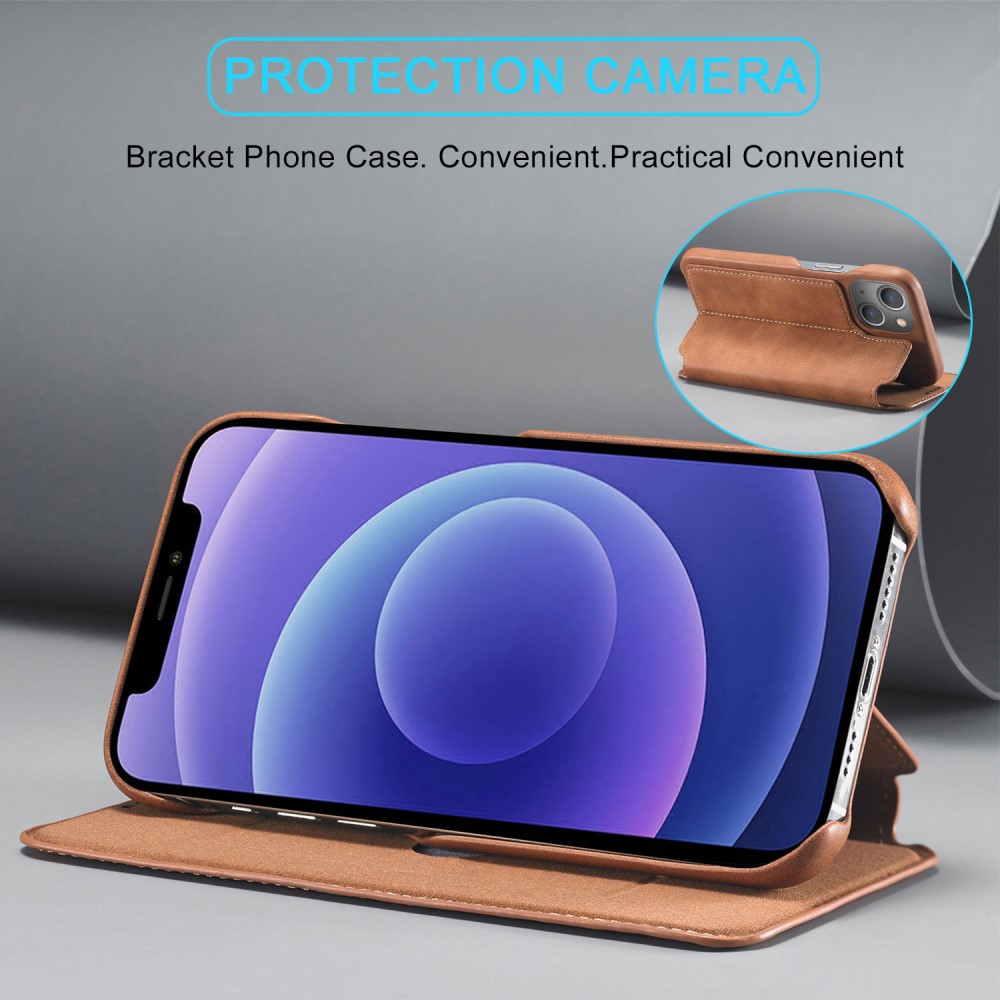 LC.IMEEKE iPhone 13 - LC.IMEEKE Retro Flip Fodral - Brun