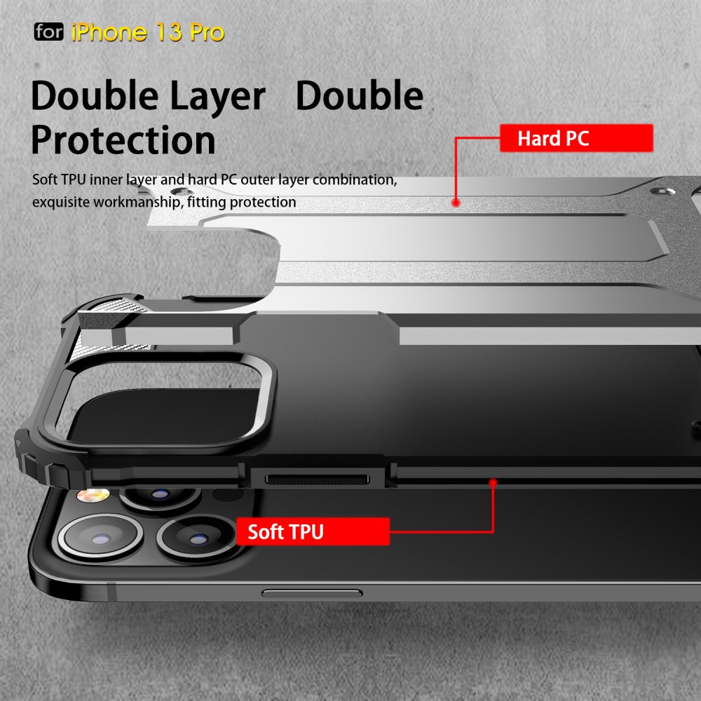  iPhone 13 Pro - Shockproof Hybrid Skal - Silver