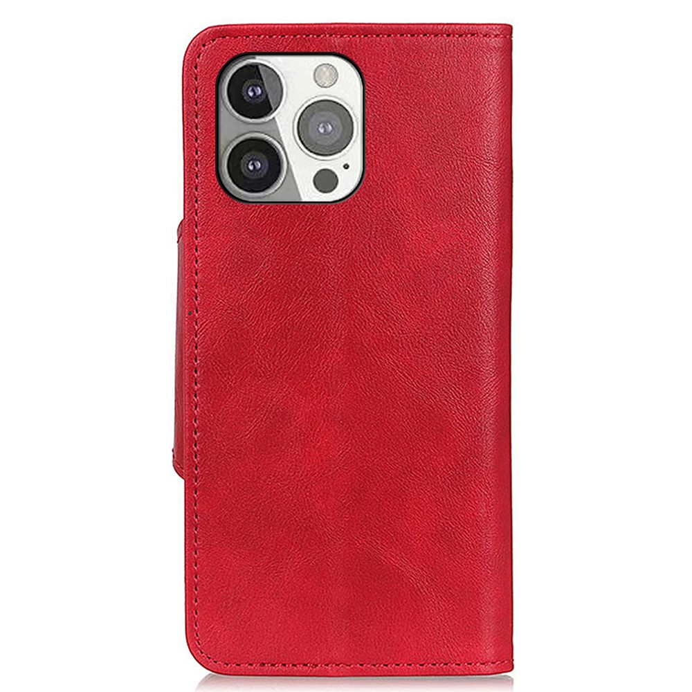  iPhone 13 Pro - Läder Fodral Magnetisk Mässing - Röd