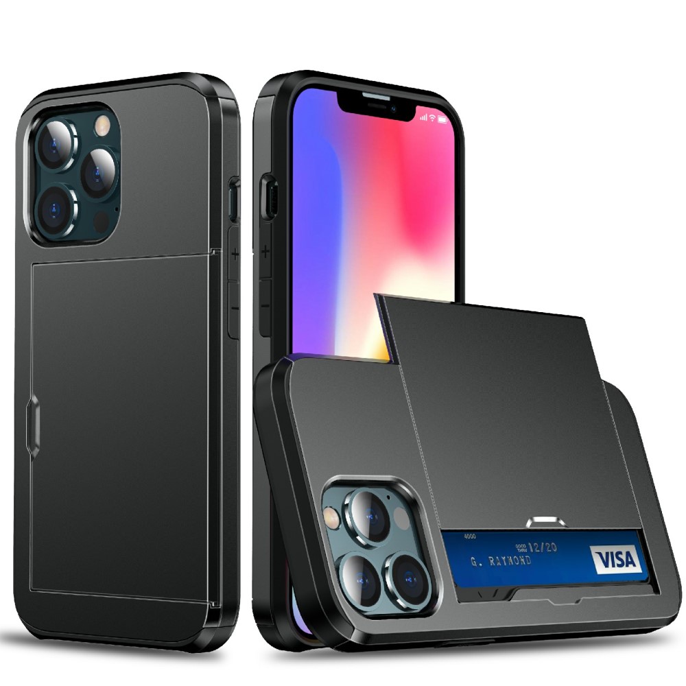  iPhone 13 Pro - Hybrid Skal Med Kortfack - Svart