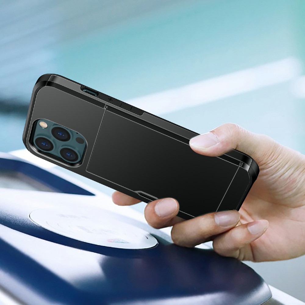  iPhone 13 Pro - Hybrid Skal Med Kortfack - Svart