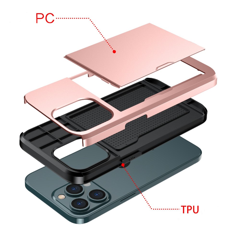  iPhone 13 Pro - Hybrid Skal Med Kortfack - Mörk Grön