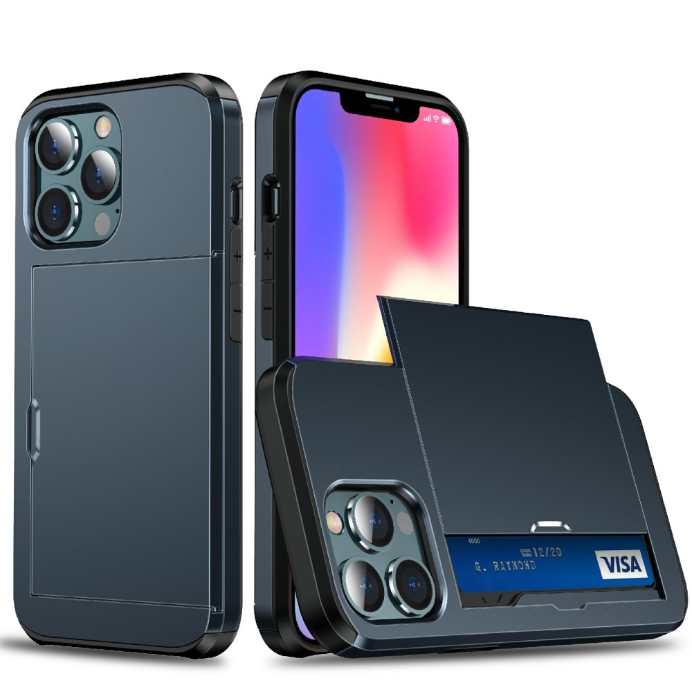  iPhone 13 Pro - Hybrid Skal Med Kortfack - Blå