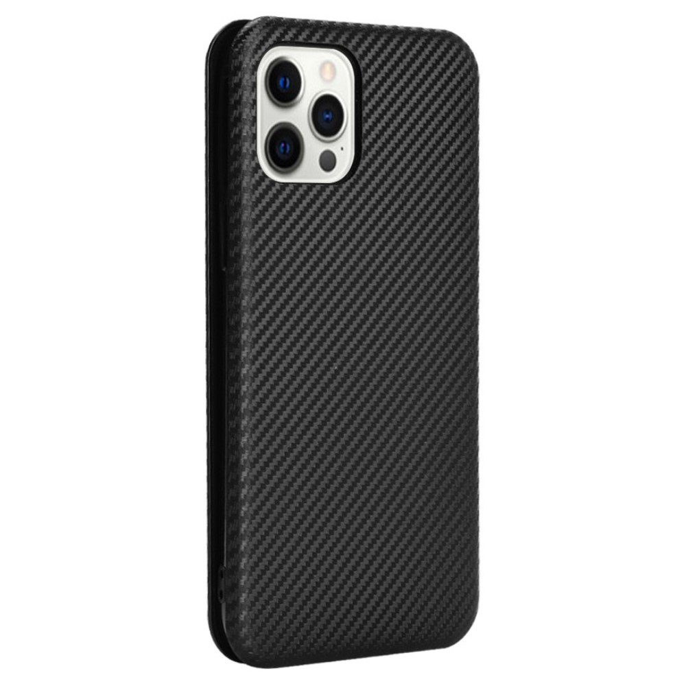  iPhone 13 Pro - Kolfiber Textur Flip Fodral - Svart
