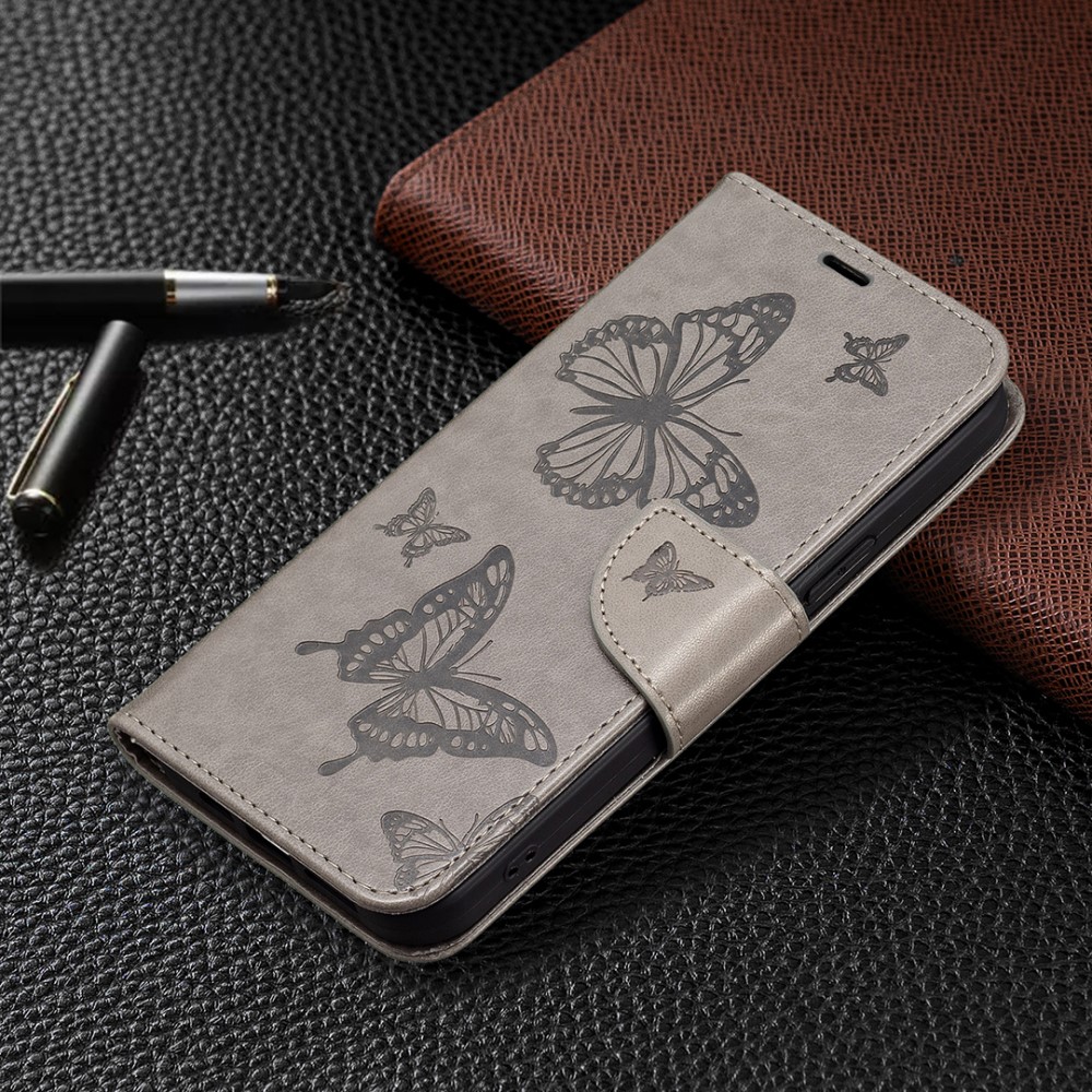  iPhone 13 Pro - Butterfly Läder Fodral - Grå