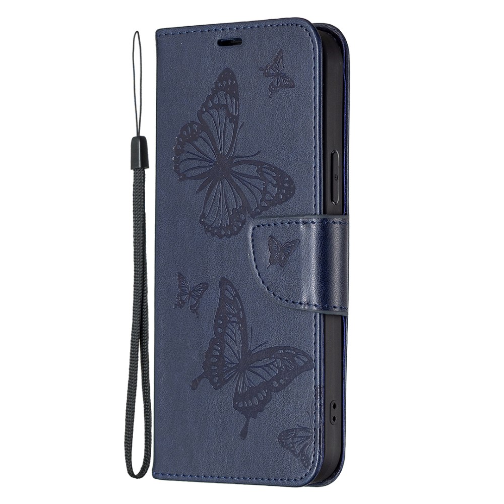  iPhone 13 Pro - Butterfly Läder Fodral - Mörk Blå