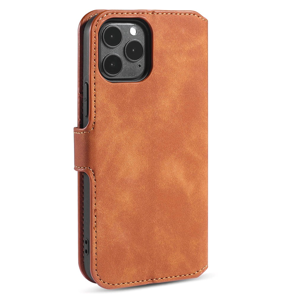 DG.MING iPhone 13 Pro - DG.MING Retro Läder Fodral - Brun