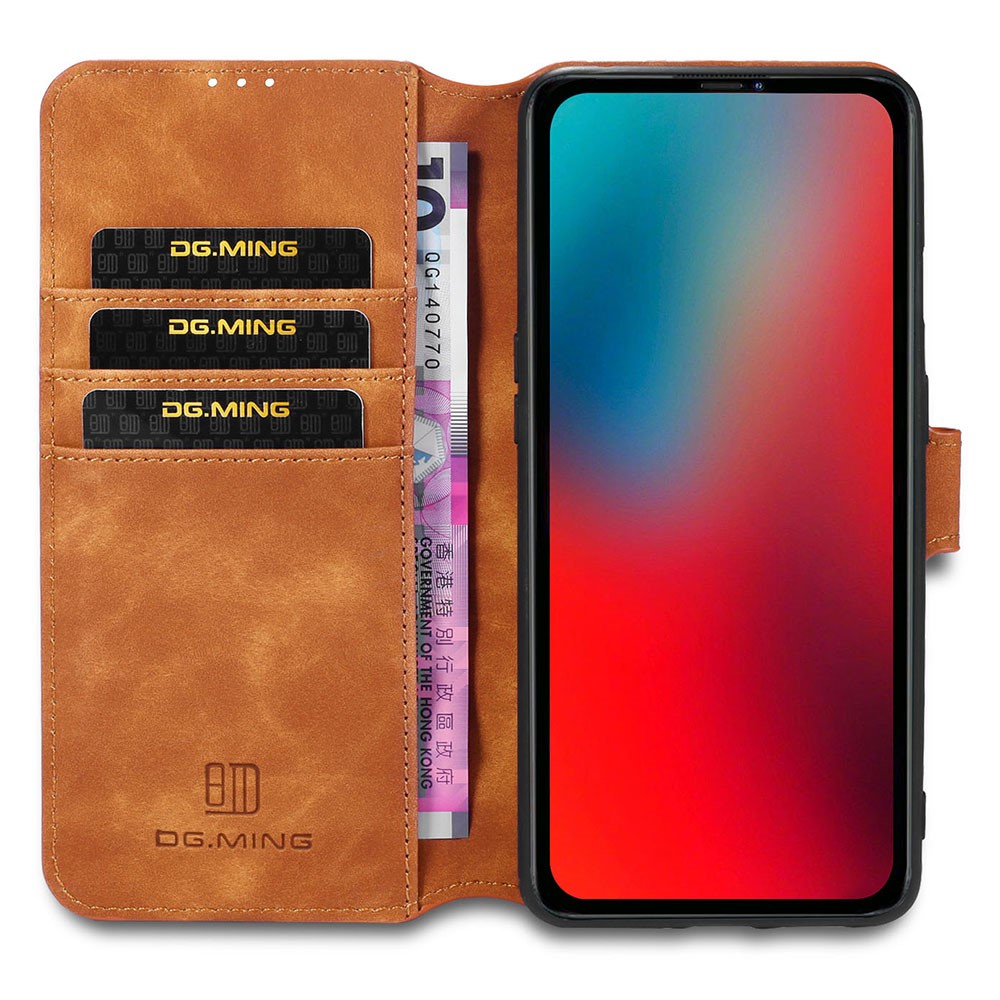 DG.MING iPhone 13 Pro - DG.MING Retro Läder Fodral - Brun