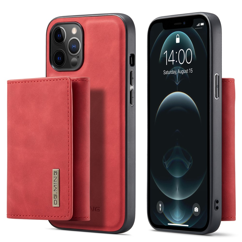 DG.MING iPhone 13 Pro - DG.MING 2in1 Skal Magnetisk Avtagbart Kortfack - Röd