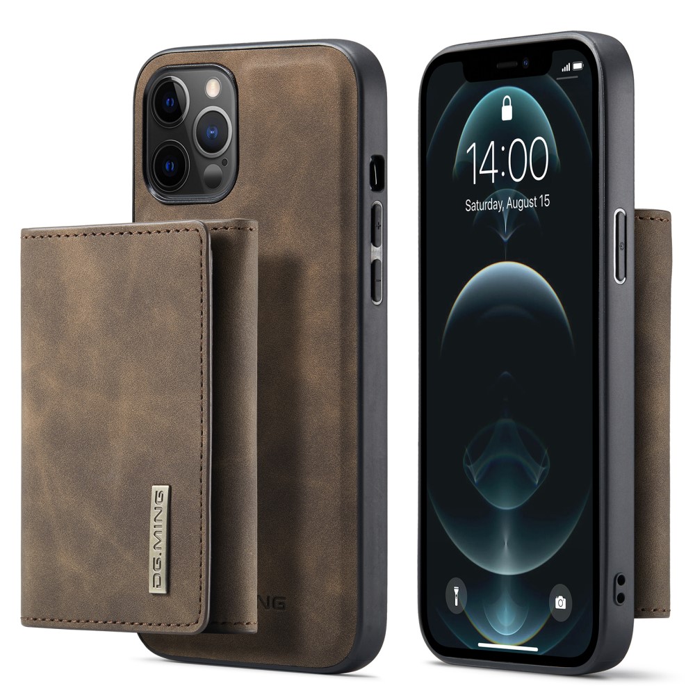 DG.MING iPhone 13 Pro - DG.MING 2in1 Skal Magnetisk Avtagbart Kortfack - Brun