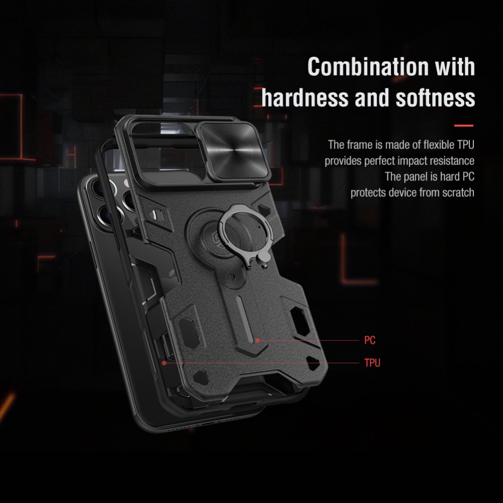 NILLKIN iPhone 13 Pro - NILLKIN CamShield Armor Hybrid Ring Skal - Blå