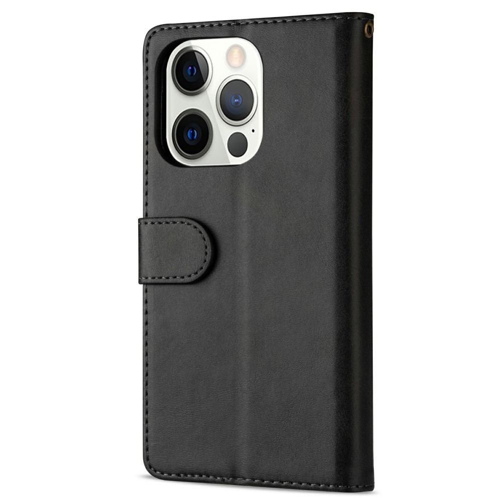  iPhone 13 Pro - Multifunktionellt Läder Fodral - Svart