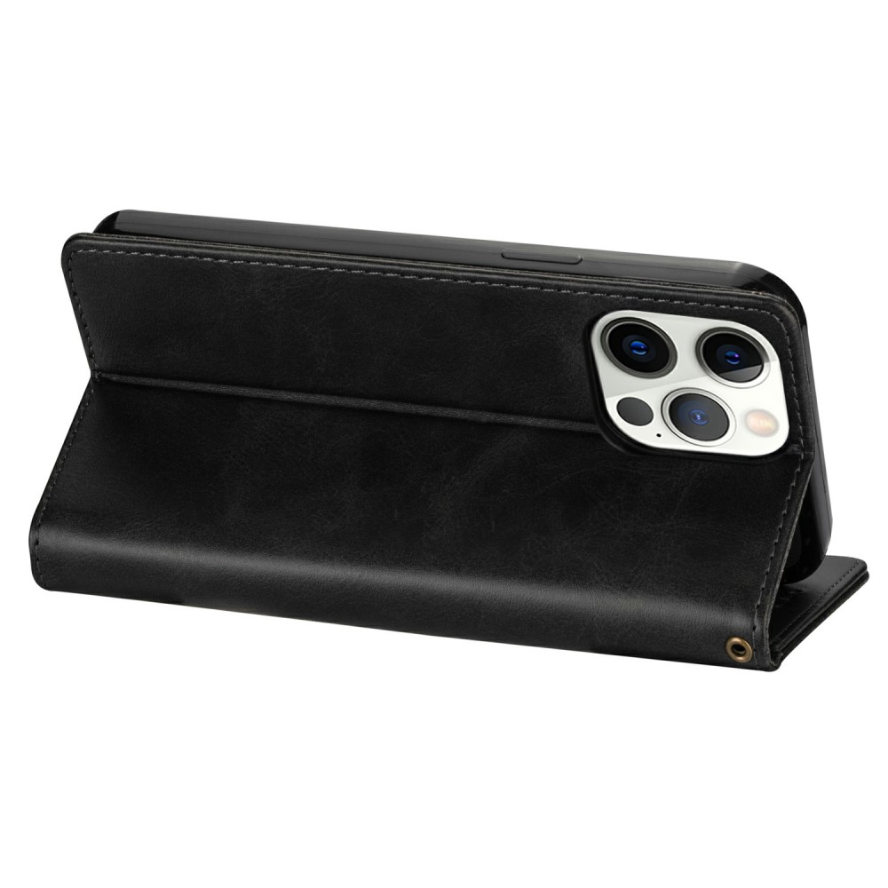  iPhone 13 Pro - Multifunktionellt Läder Fodral - Svart