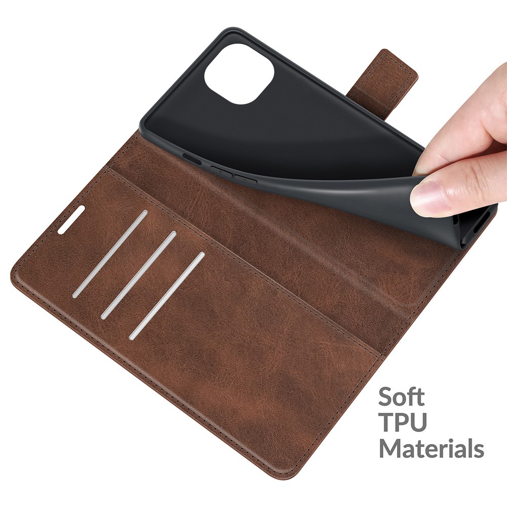  iPhone 13 Mini - Slim Solid Läder Fodral - Brun