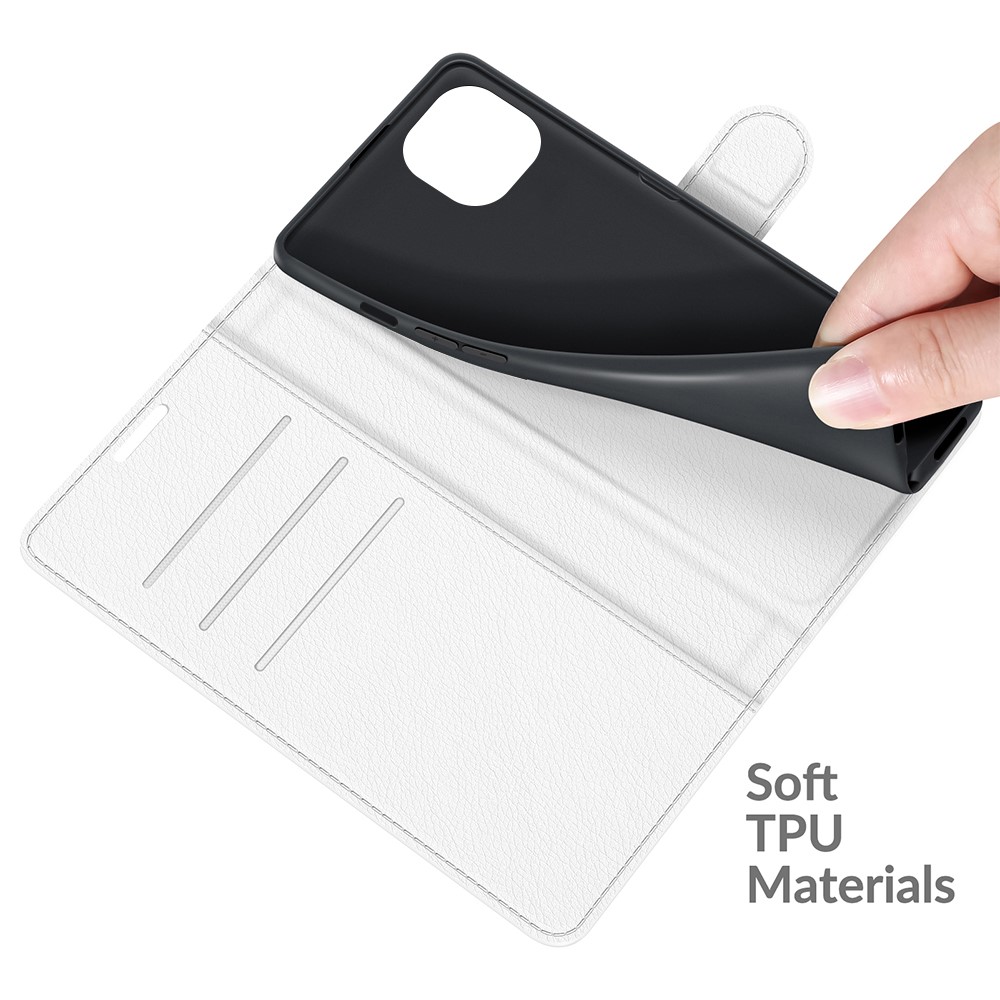  iPhone 13 Mini - Litchi Skin Läder Fodral - Vit