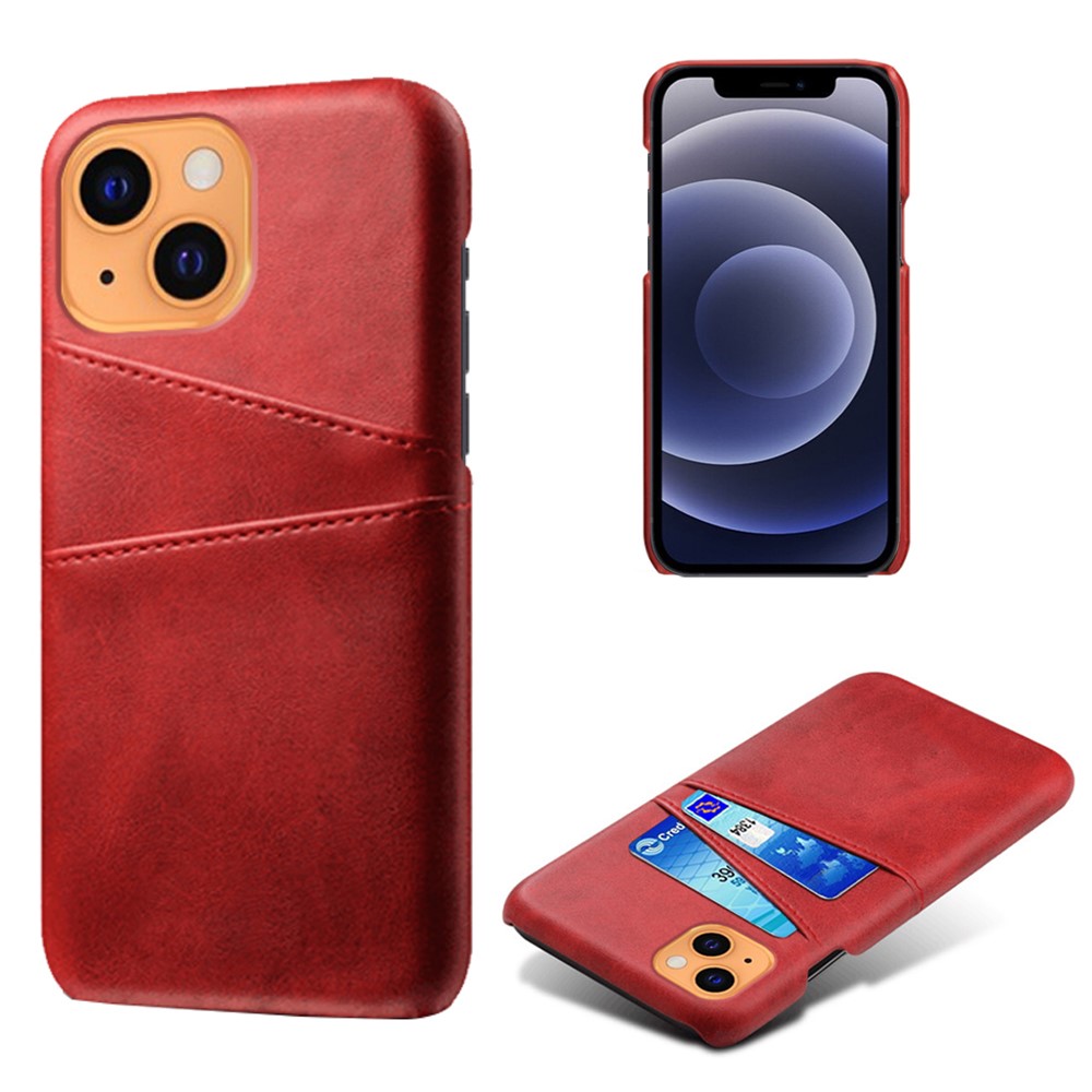 KSQ iPhone 13 Mini - KSQ Läder Skal Med Kortfack - Röd