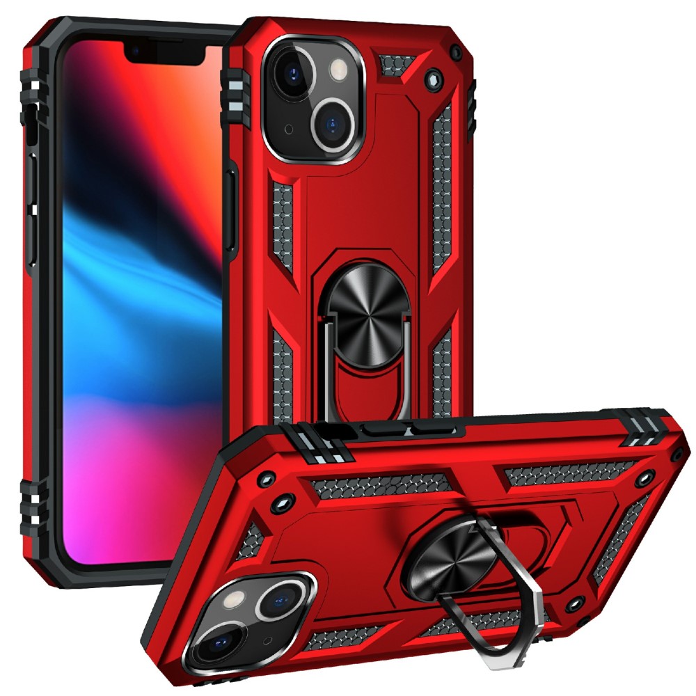  iPhone 13 Mini - Shockproof Hybrid Ring Skal - Röd